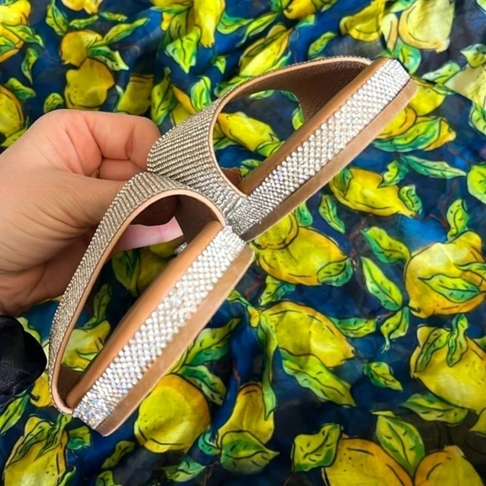 Brand New Madden Girl Ariianna Rhinestone Crystal Bling Slides Sandals Sparkly